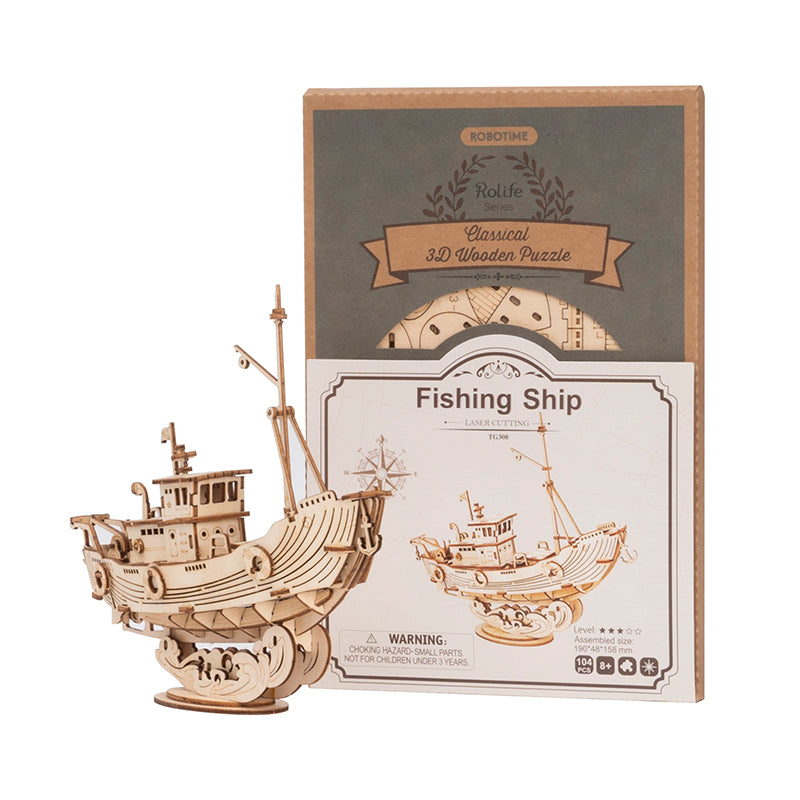 Rolife Fishing Ship Wood Puzzle TG308