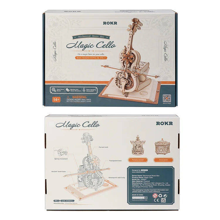 ROKR Magic Cello Mechanical Music Box 3D Wooden Puzzle AMK63