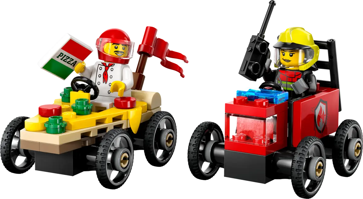 LEGO - 60458 Pizza vs. Fire Truck Race Car Pack