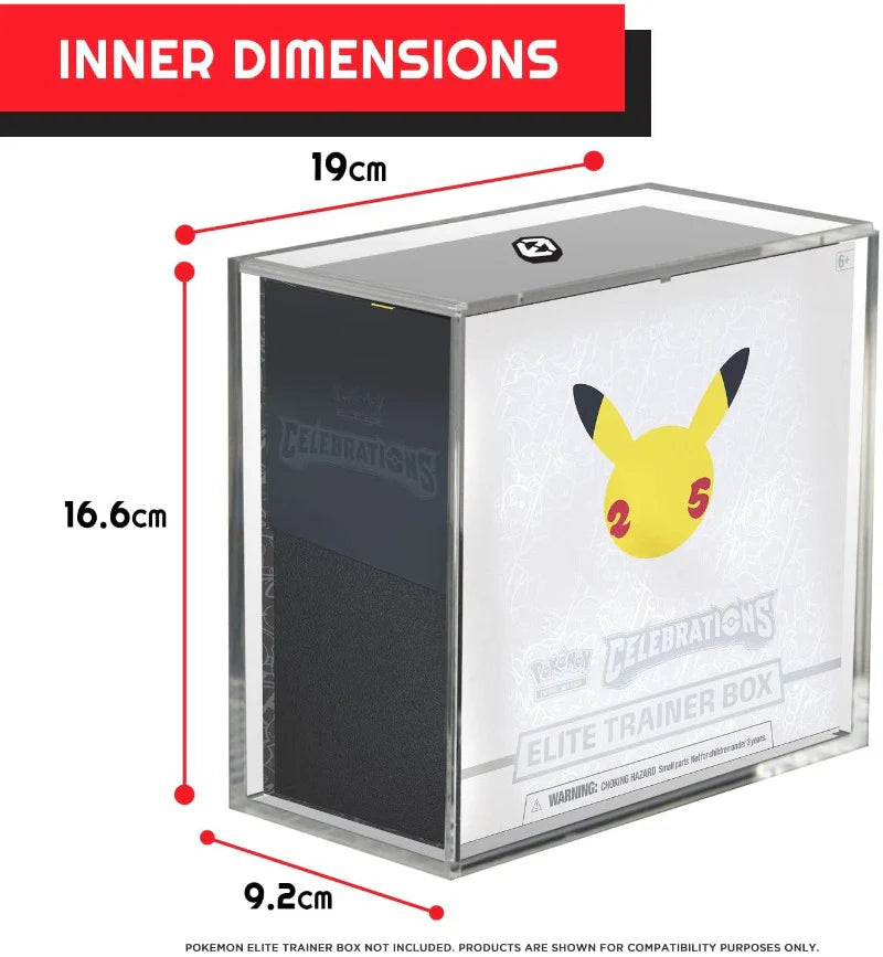 Protecteur en acrylique EVORETRO pour Pokémon ETB Elite Trainer Box avec couvercle coulissant anti-UV