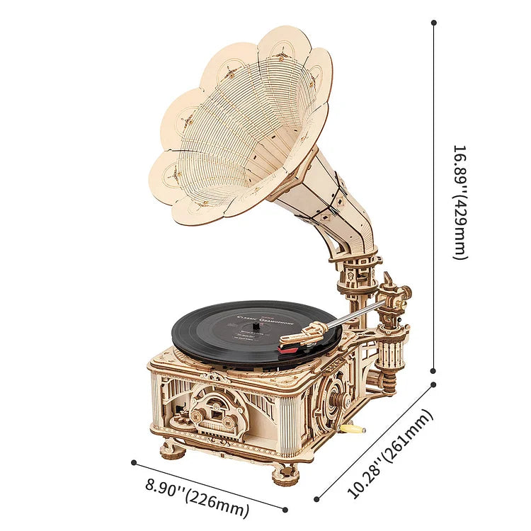 ROKR DIY Crank Classic Gramophone LKB01 (Hand Rotating)