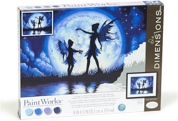 DIMENSIONS - TWILIGHT FAIRY SILHOUETTE - 14X11 Paint by Numbers for Adults (PBN)