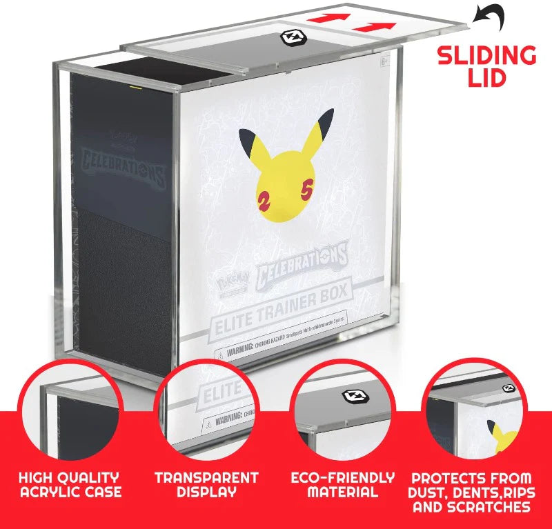 Protecteur en acrylique EVORETRO pour Pokémon ETB Elite Trainer Box avec couvercle coulissant anti-UV