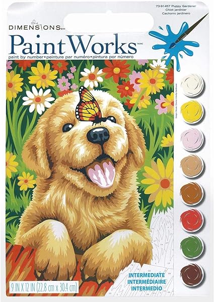 DIMENSIONS - PUPPY GARDENER 9x12 - Paint by Numbers (PBN)