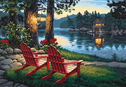 DIMENSIONS - ADIRONDACK EVENING 20x14 - Paint by Numbers for Adults (PBN)