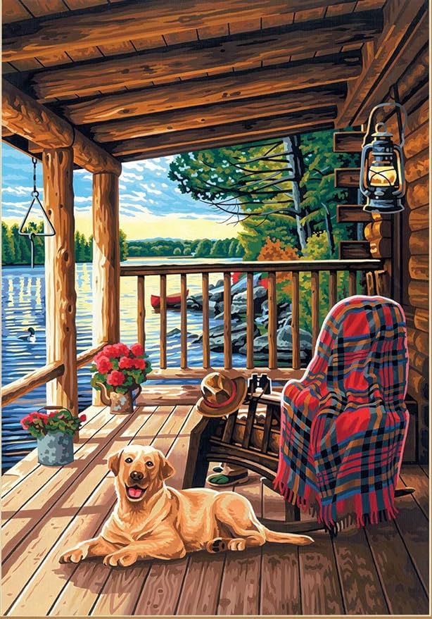 DIMENSIONS - LOG CABIN PORCH 14x20 - Paint by Numbers for Adults (PBN)