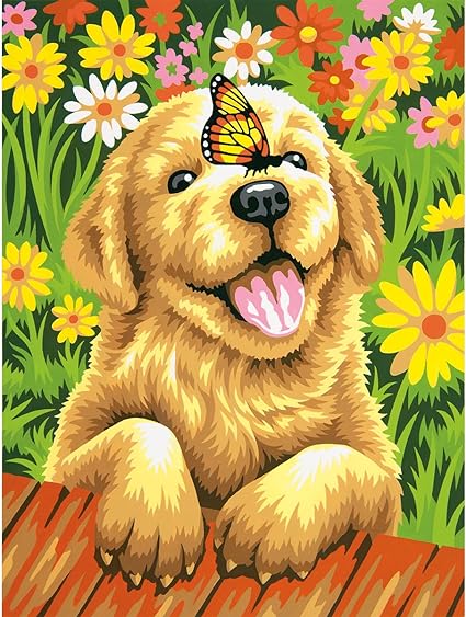 DIMENSIONS - PUPPY GARDENER 9x12 - Paint by Numbers (PBN)