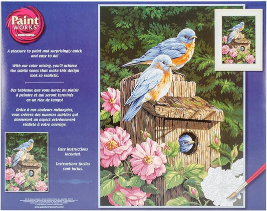 DIMENSIONS - GARDEN BLUEBIRDS 14x20 - Paint by Numbers for Adults (PBN)