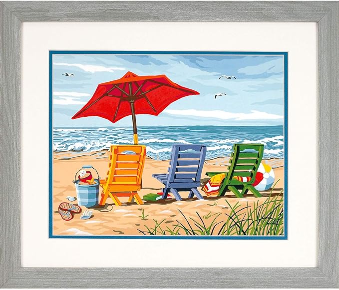 DIMENSIONS - BEACH CHAIR TRIO 14X11 - Paint by Numbers for Adults, 14X11 PBN