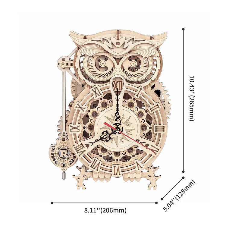 ROKR Owl Clock Mechanical Gears 3D Wooden Puzzle LK503